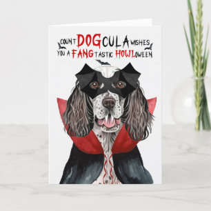 Cartes Pour Fêtes Annuelles Anglais Setter Chien drôle nombre DOGcula Hallowee