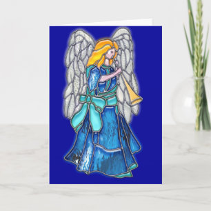 Cartes Pour Fêtes Annuelles Angle avec trompette en verre