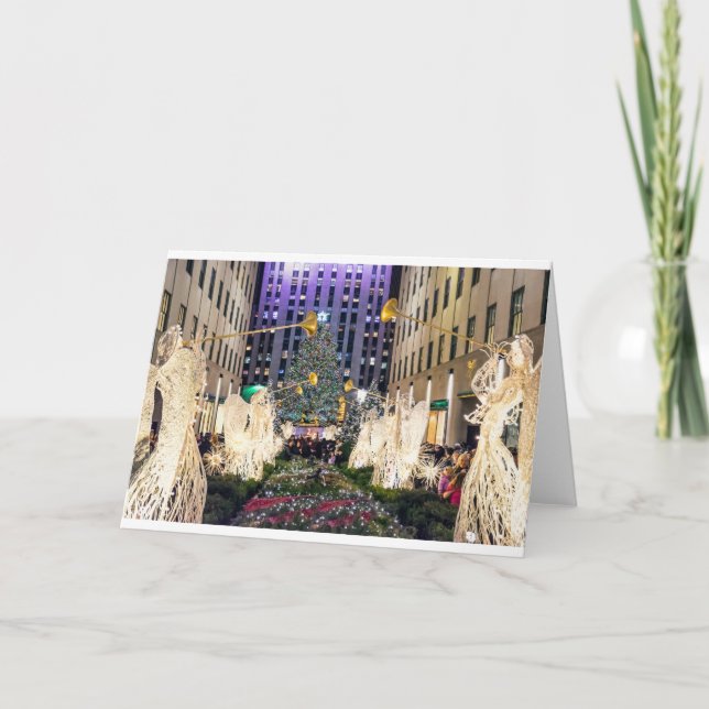 Cartes Pour Fêtes Annuelles Angles avec cornes et arbre (Devant)