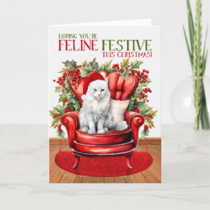 Cartes Pour Fêtes Annuelles Angora Christmas Chat FELINE Festive