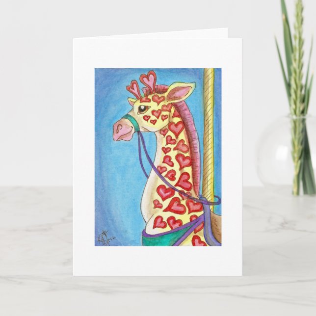 Cartes Pour Fêtes Annuelles Animal du carrousel de Valentine de girafe (Devant)