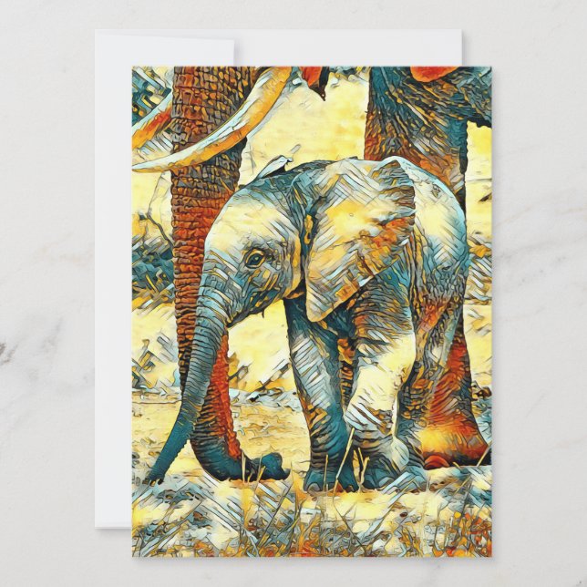 Cartes Pour Fêtes Annuelles AnimalArt_Elephant_010 (Devant)
