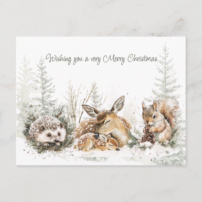 Cartes Pour Fêtes Annuelles Animals Winter Forest Christmas  (Devant)