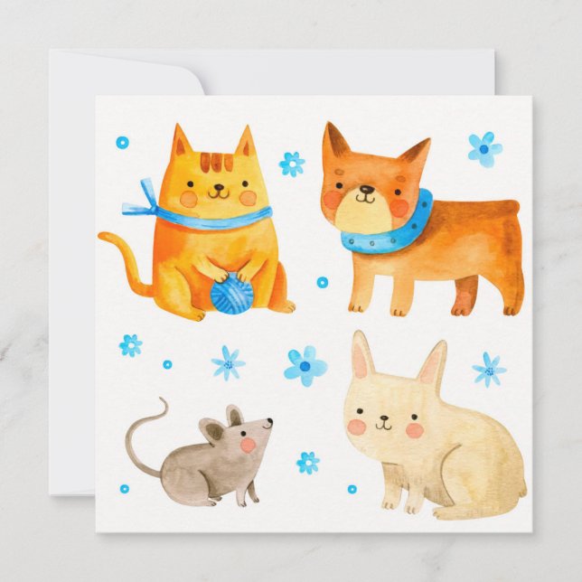 Cartes Pour Fêtes Annuelles Animaux (Devant)