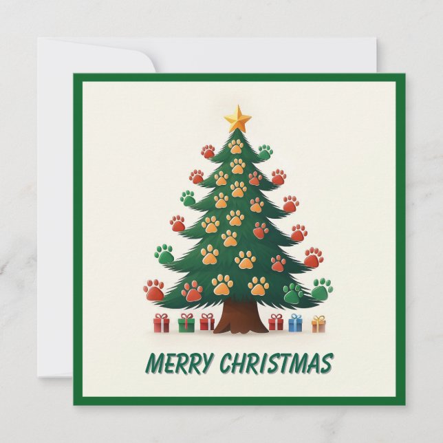 Cartes Pour Fêtes Annuelles Animaux amusants Pâtes vert arbre de Noël moderne (Devant)