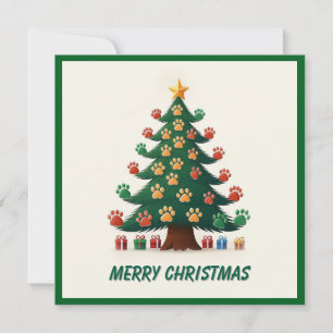 Cartes Pour Fêtes Annuelles Animaux amusants Pâtes vert arbre de Noël moderne