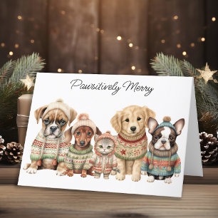 Cartes Pour Fêtes Annuelles Animaux de compagnie Noël adorable Chien Chat Anim