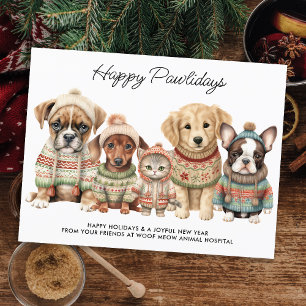 Cartes Pour Fêtes Annuelles Animaux de compagnie Noël Festif Cute Chien Chat A
