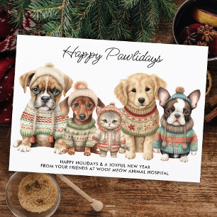 Cartes Pour Fêtes Annuelles Animaux de compagnie Noël Festif Cute Chien Chat A