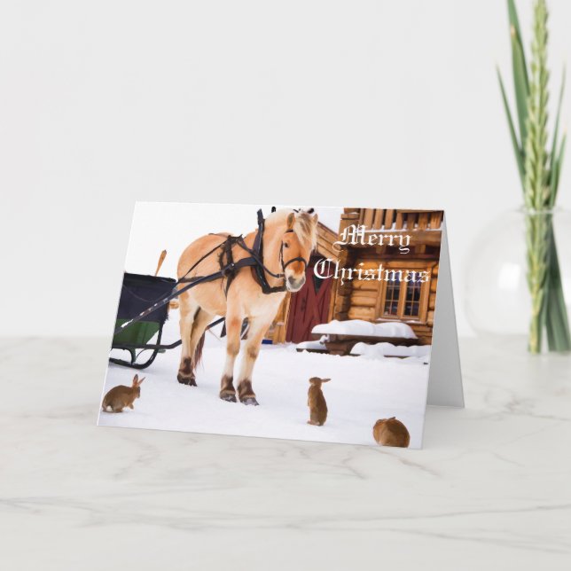 Cartes Pour Fêtes Annuelles Animaux de ferme parler cheval et lapins (Devant)
