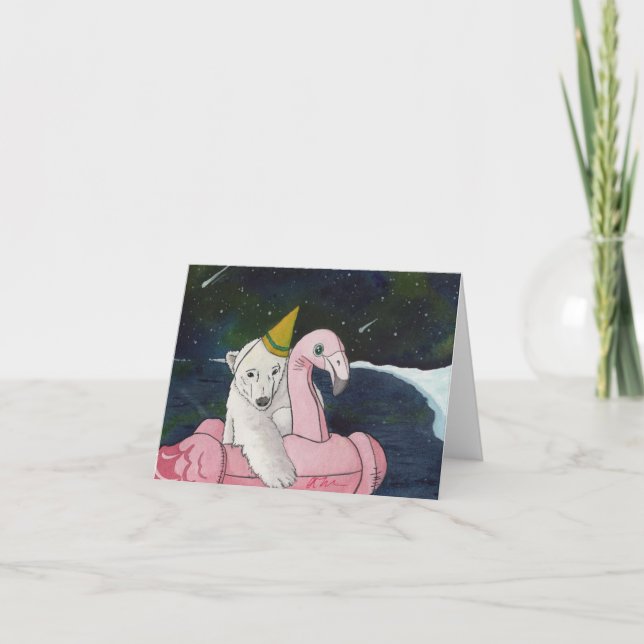 Cartes Pour Fêtes Annuelles Animaux de fête : Ours polaire 4"x5.6" (Devant)