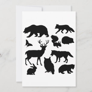 Cartes Pour Fêtes Annuelles Animaux De La Forêt, Faune