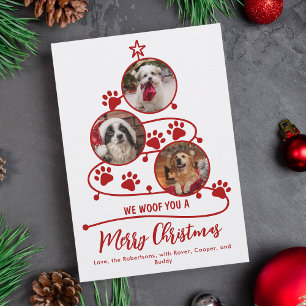 Cartes Pour Fêtes Annuelles Animaux de Noël Chien Photos Rouge