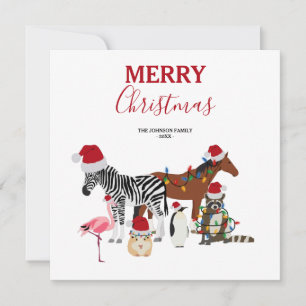 Cartes Pour Fêtes Annuelles Animaux de Noël mignons et amusants Chapeaux de No
