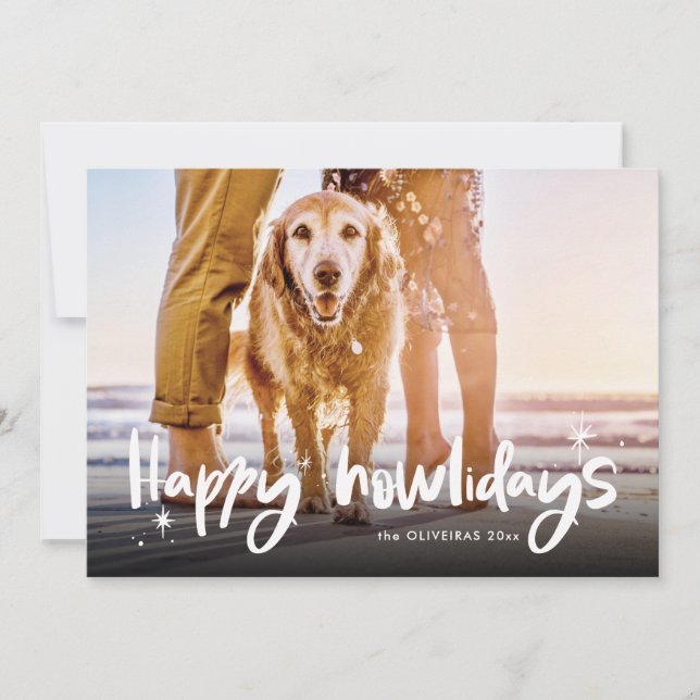 Cartes Pour Fêtes Annuelles Animaux de Noël Photo Chien Happy Howlidays Editab (Devant)