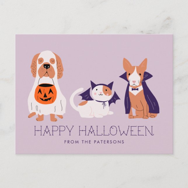 Cartes Pour Fêtes Annuelles Animaux en costume Joyeux Halloween (Devant)