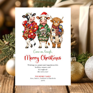 Cartes Pour Fêtes Annuelles Animaux Fantaisistes Élégants Vacances Noël Saluta