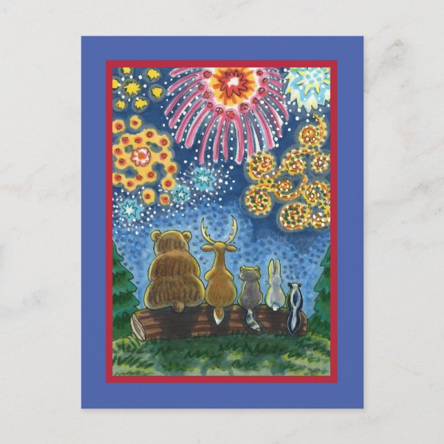 Cartes Pour Fêtes Annuelles ANIMAUX SAUVAGES 4 JUILLET FEU, MORT Drôle (Devant)