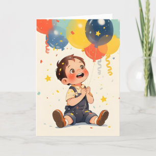 Cartes Pour Fêtes Annuelles Anime Boy Joyeux Ballons colorés