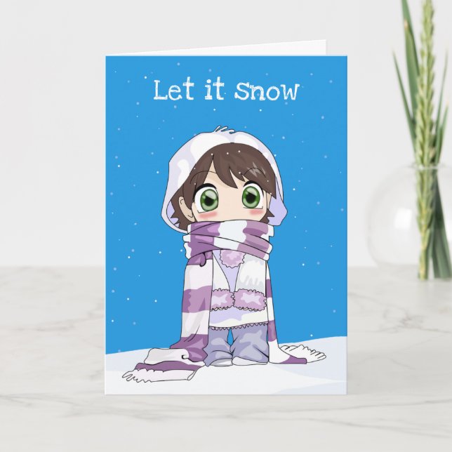 Cartes Pour Fêtes Annuelles Anime Girl Holiday Salutation (Devant)