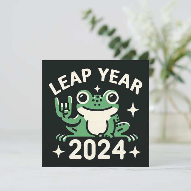 Cartes Pour Fêtes Annuelles Année bissextile 2024 Grenouille (Debout devant)
