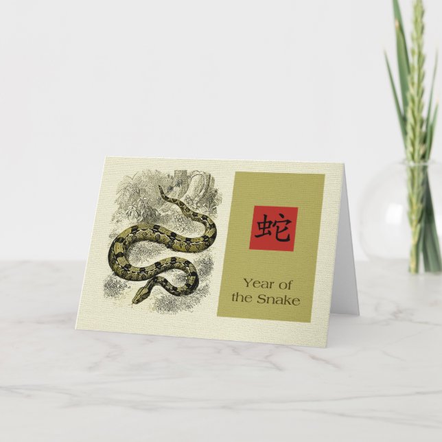 Cartes Pour Fêtes Annuelles Année chinoise de la coutume du serpent (Devant)