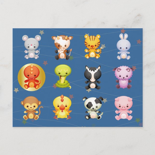 Cartes Pour Fêtes Annuelles Année chinoise des animaux zodiaques du dragon (Devant)