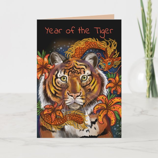 Cartes Pour Fêtes Annuelles Année chinoise du tigre (Devant)