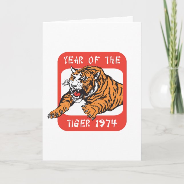 Cartes Pour Fêtes Annuelles Année Chinoise Du Tigre 1974 Cadeau (Devant)