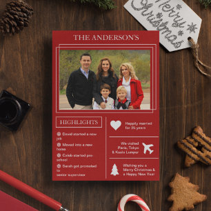 Cartes Pour Fêtes Annuelles Année d'examen   Infographie rouge de Noël