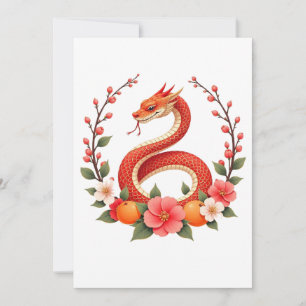 Cartes Pour Fêtes Annuelles Année du serpent chinois mignon rire