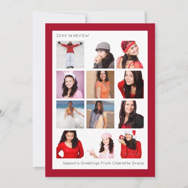Cartes Pour Fêtes Annuelles Année En Revue Douze Photo Personnalisée Noël (Devant)
