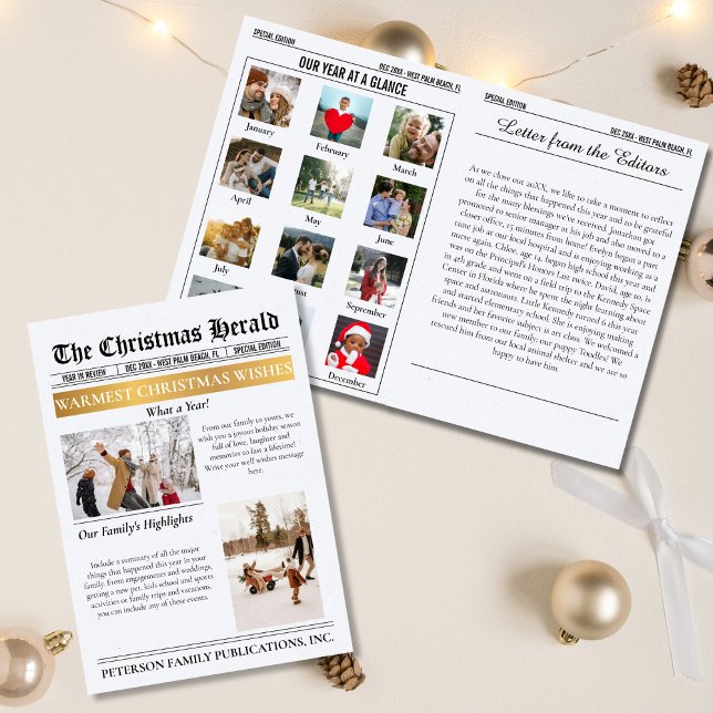 Cartes Pour Fêtes Annuelles Année en revue Journal de Noël Multiphoto (Créateur téléchargé)