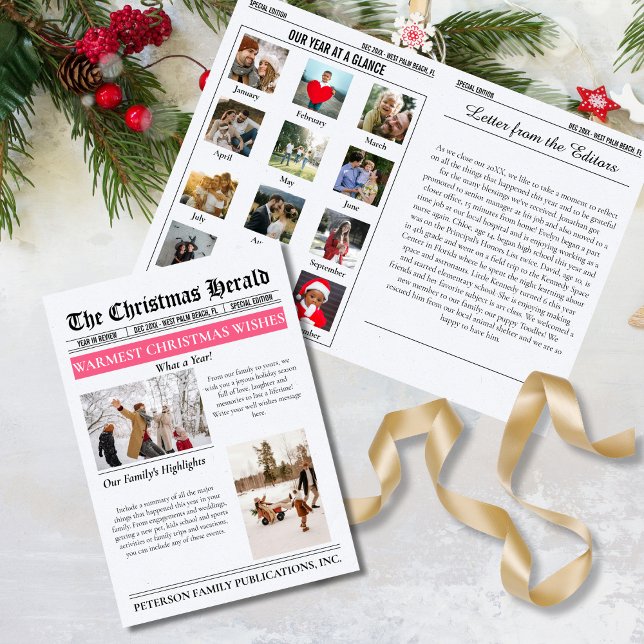 Cartes Pour Fêtes Annuelles Année en revue Journal de Noël Multiphoto (Créateur téléchargé)