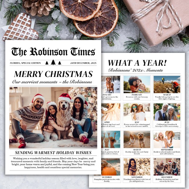 Cartes Pour Fêtes Annuelles Année en revue Journal unique photo de Noël (Créateur téléchargé)