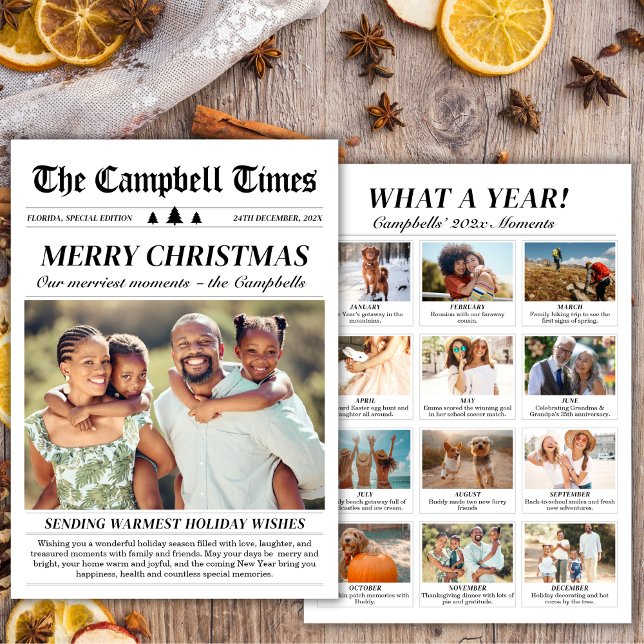 Cartes Pour Fêtes Annuelles Année en revue Journal unique photo de Noël (Créateur téléchargé)