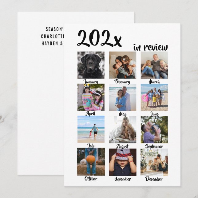 Cartes Pour Fêtes Annuelles Année en revue Photo Noël Personnalisé (Devant / Derrière)