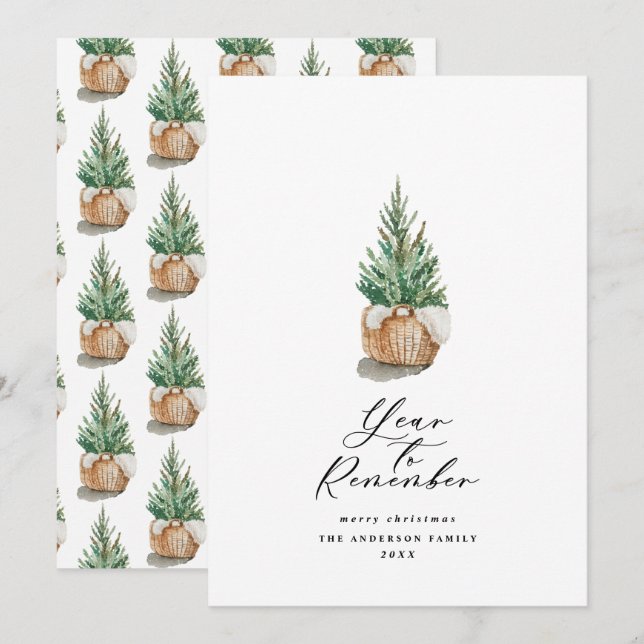 Cartes Pour Fêtes Annuelles Année minimale moderne pour se souvenir de l'arbre (Devant / Derrière)