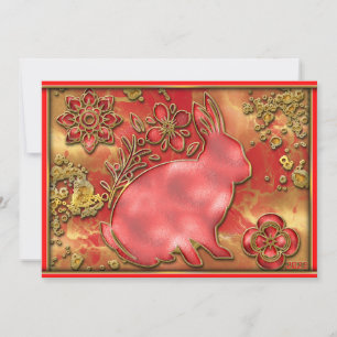 Cartes Pour Fêtes Annuelles Année Or Rouge du Lapin 2023 Nouvel An Chinois