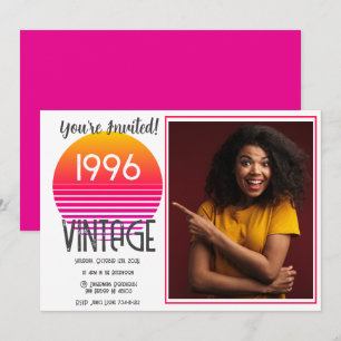 Cartes Pour Fêtes Annuelles Anniversaire 30 ans Pink Retro Sun 1996