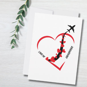 Cartes Pour Fêtes Annuelles Anniversaire Amour Mon Grand-Père Avion Coeur Pers