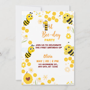 Cartes Pour Fêtes Annuelles Anniversaire de enfant d'abeille mignonne jaune