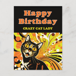 Cartes Pour Fêtes Annuelles Anniversaire de la dame Crazy Cat