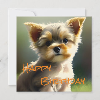 Cartes Pour Fêtes Annuelles Anniversaire de la marionnette de Terrier du Yorks