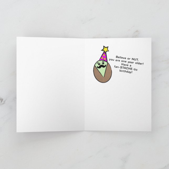 Cartes Pour Fêtes Annuelles Anniversaire de la Moustache Pistachio (Intérieur)