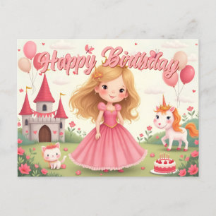 Cartes Pour Fêtes Annuelles Anniversaire de la Princesse Fée dans un Rêve Rose