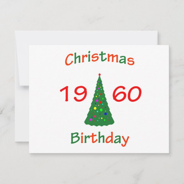 Cartes Pour Fêtes Annuelles Anniversaire de Noël 1960 (Devant)