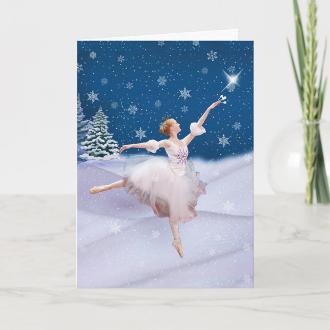 Cartes Pour Fêtes Annuelles Anniversaire de Noël avec Ballerina en neige (Devant)