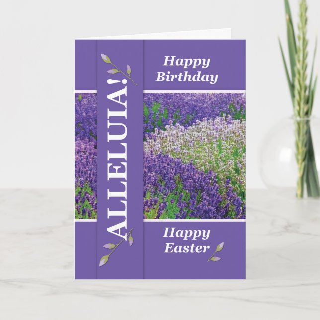 Cartes Pour Fêtes Annuelles Anniversaire de Pâques Religieux Alleluia Lavender (Devant)