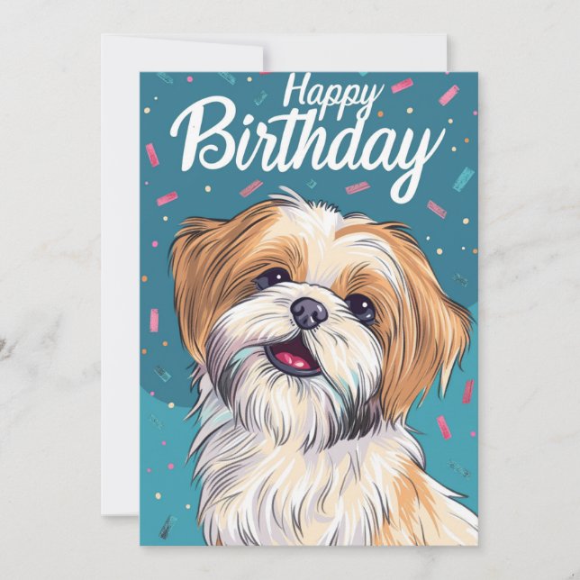 Cartes Pour Fêtes Annuelles Anniversaire de Shi Tzu (Devant)